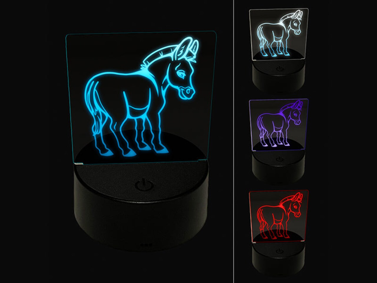 Donkey Looking Over Shoulder Butt 3D Illusion LED Night Light Sign Nightstand Desk Lamp
